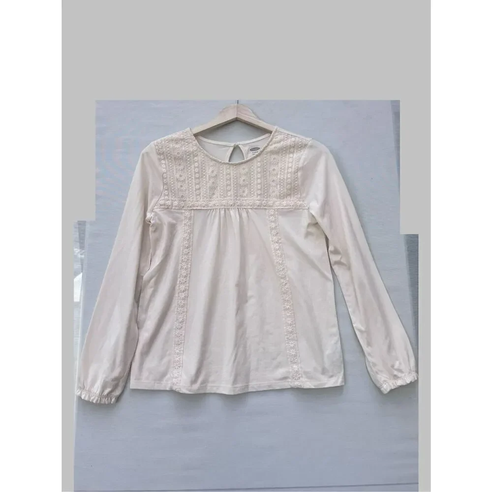 Old Navy Lace-Trim Long-Sleeve Jersey Top for Girls size XL(14-16)